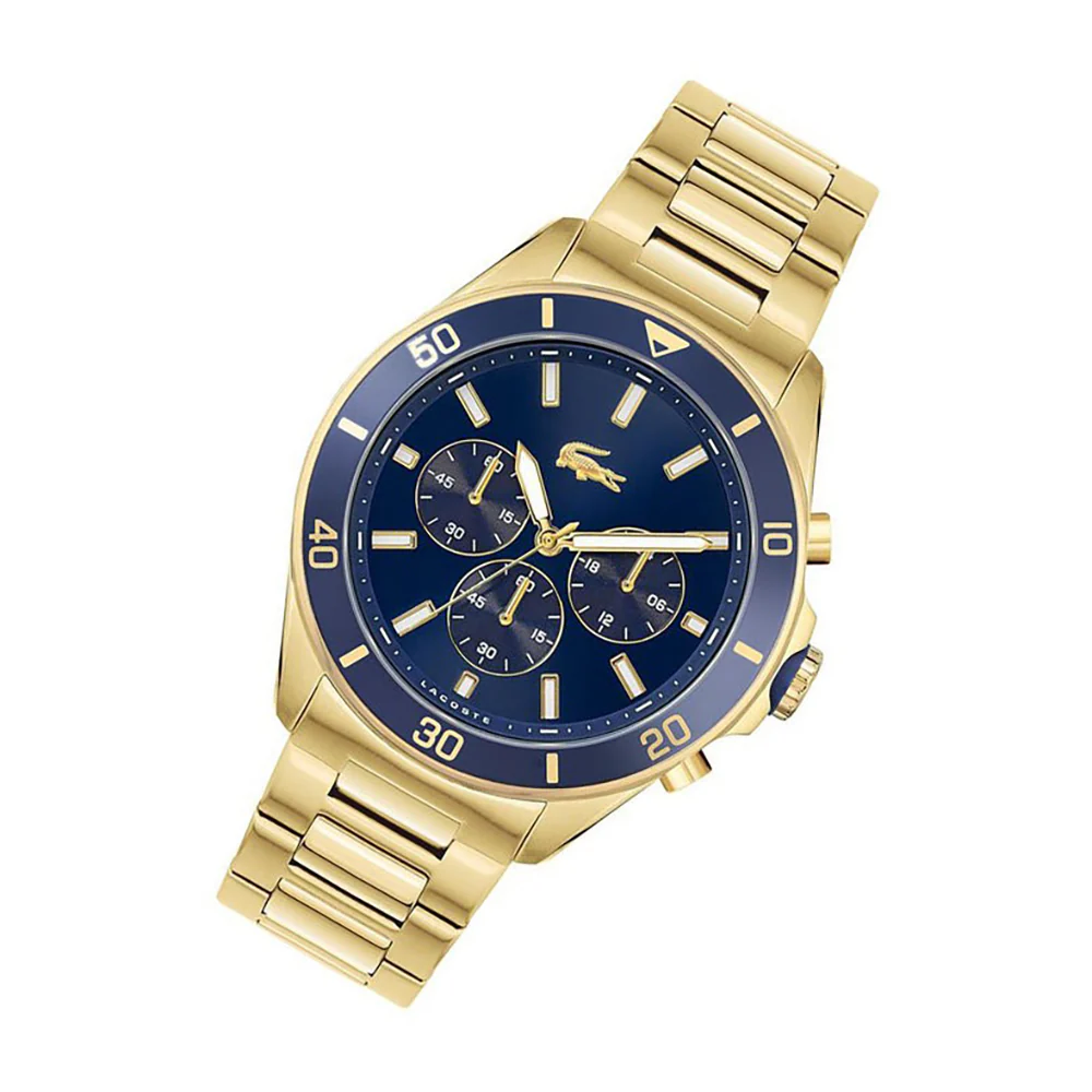 MONTRE lacoste Tiebreaker Chrono Watch - Blue With Gold Plated Bracelet - Image 2