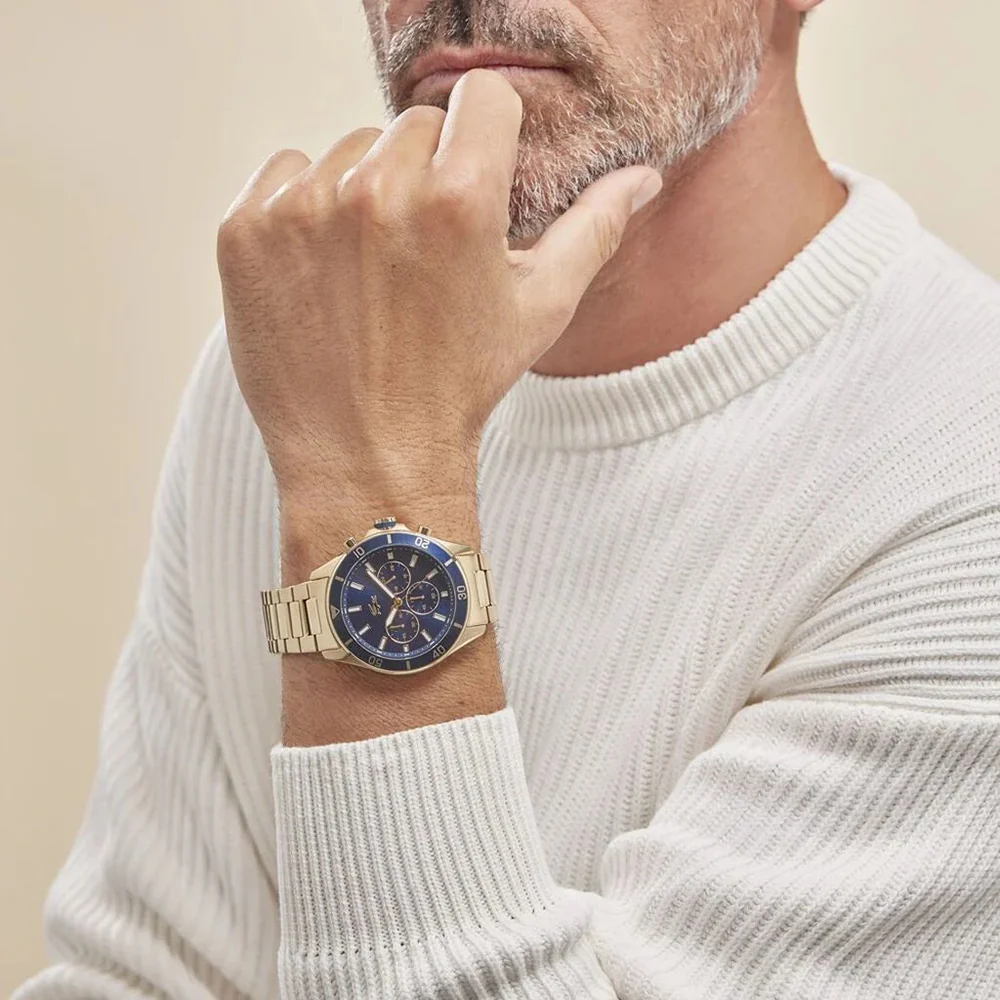 MONTRE lacoste Tiebreaker Chrono Watch - Blue With Gold Plated Bracelet - Image 3