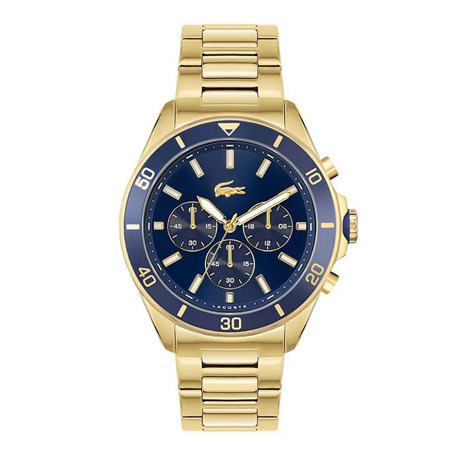MONTRE lacoste Tiebreaker Chrono Watch - Blue With Gold Plated Bracelet - Image 5